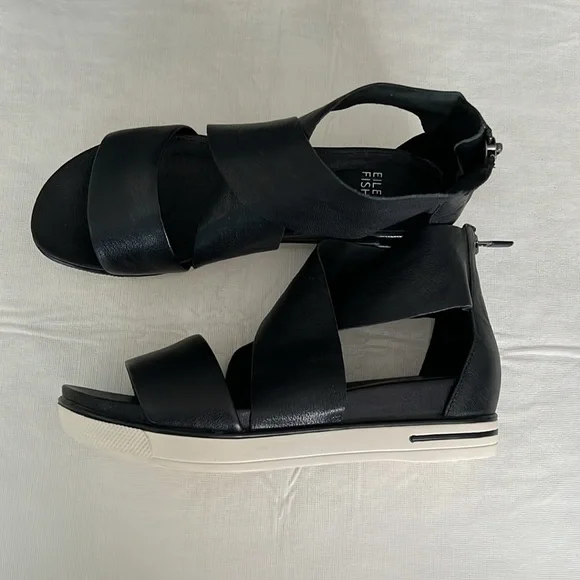 Eileen Fisher Black Sport Footbed Sneaker Sandal Size 7 with Box - Picture 5 of 12